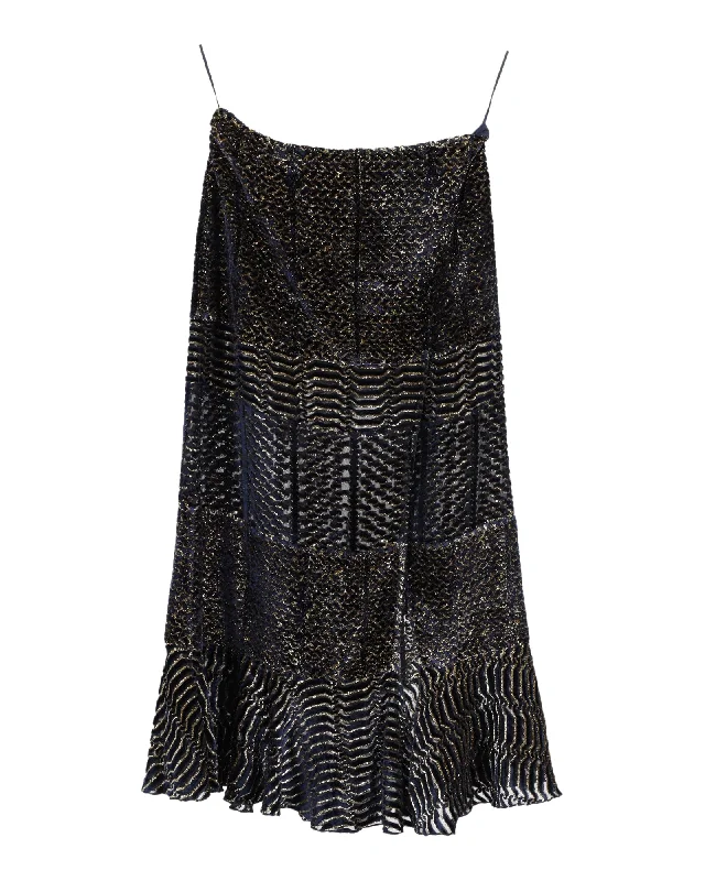 Comfort Meets Fashion Altuzarra Printed Midi Skirt in Metallic Viscose