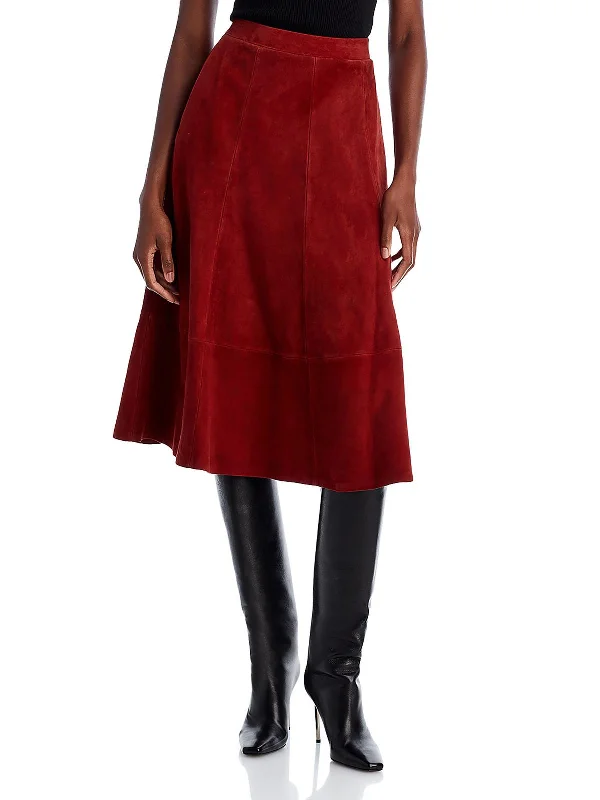 Seize Bargains Amanda Womens Suede A-Line Midi Skirt