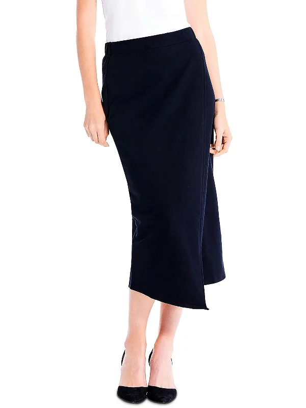 Seasonal Fashion Cascade Womens Mid Rise Midi Wrap Skirt