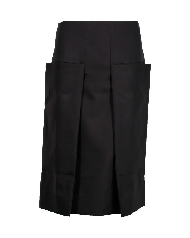 Everyday Wear Celine Pleated Skirt in Black Wool