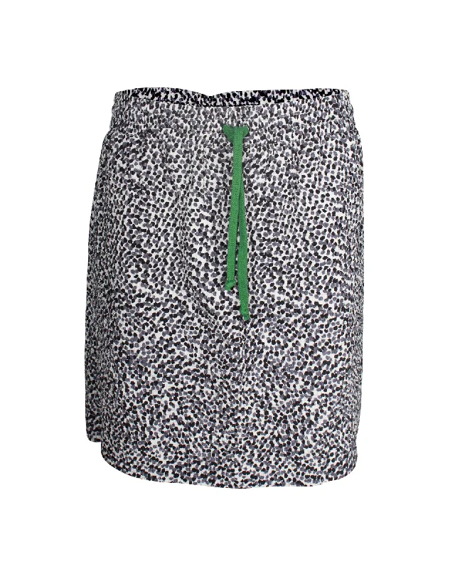 Trend Alert Celine Polka Dot Drawstring Mini Skirt in Grey Silk