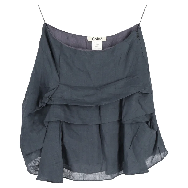 Graceful Movement Chloé Mini Skirt in Ardoise Navy Blue Linen