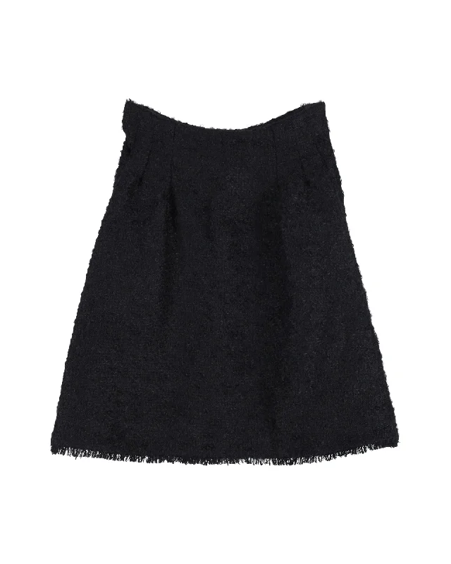 Chic & Cozy Collection Christian Dior A-Line Skirt in Black Wool