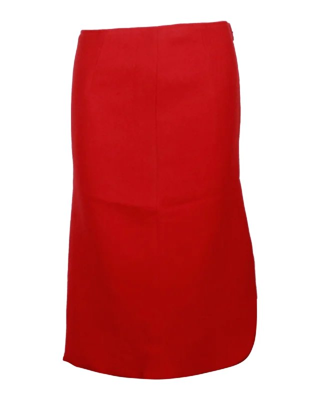 Latest Trends Dior Knee-Length Skirt in Red Virgin Wool