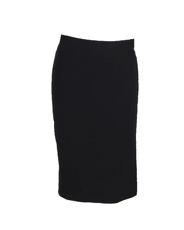 Ride The Style Wave Dolce & Gabbana Knee-Length Pencil Skirt with Side Hook Detail in Black Cotton