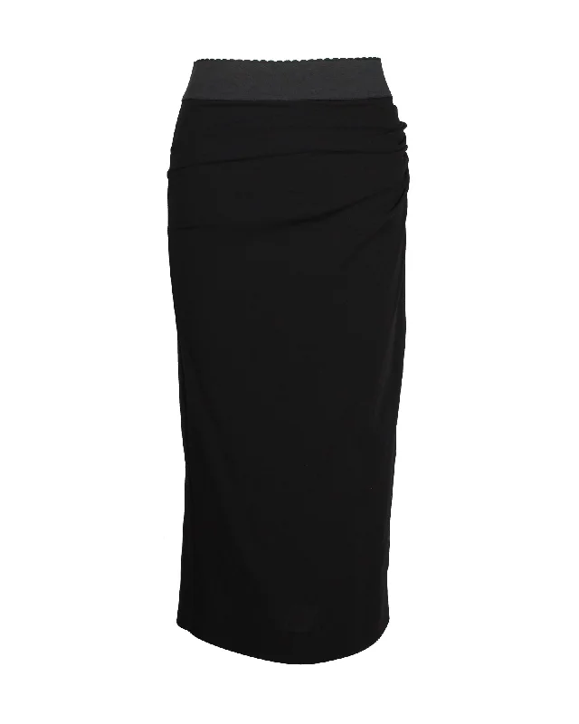 Athleisure Wear Special Offer Dolce & Gabbana Midi Skirt in Black Wool