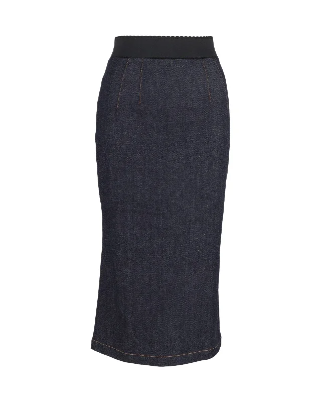 Quality Wear Dolce & Gabbana Pencil Midi Skirt in Blue Denim