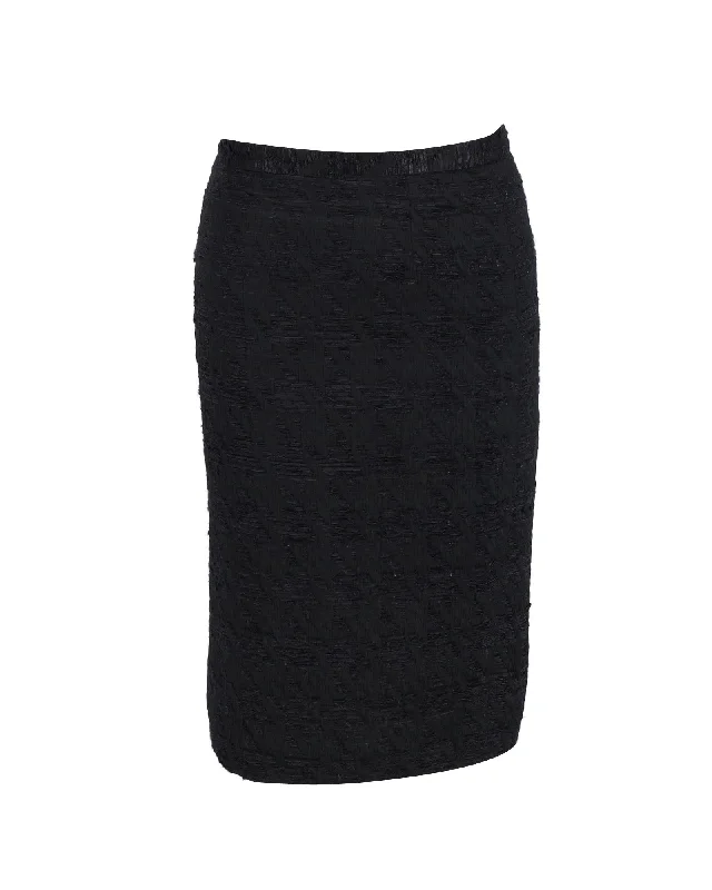 Comfort First Women's Wear Dolce & Gabbana Textured Knee-Length Pencil Skirt in Black Polyester