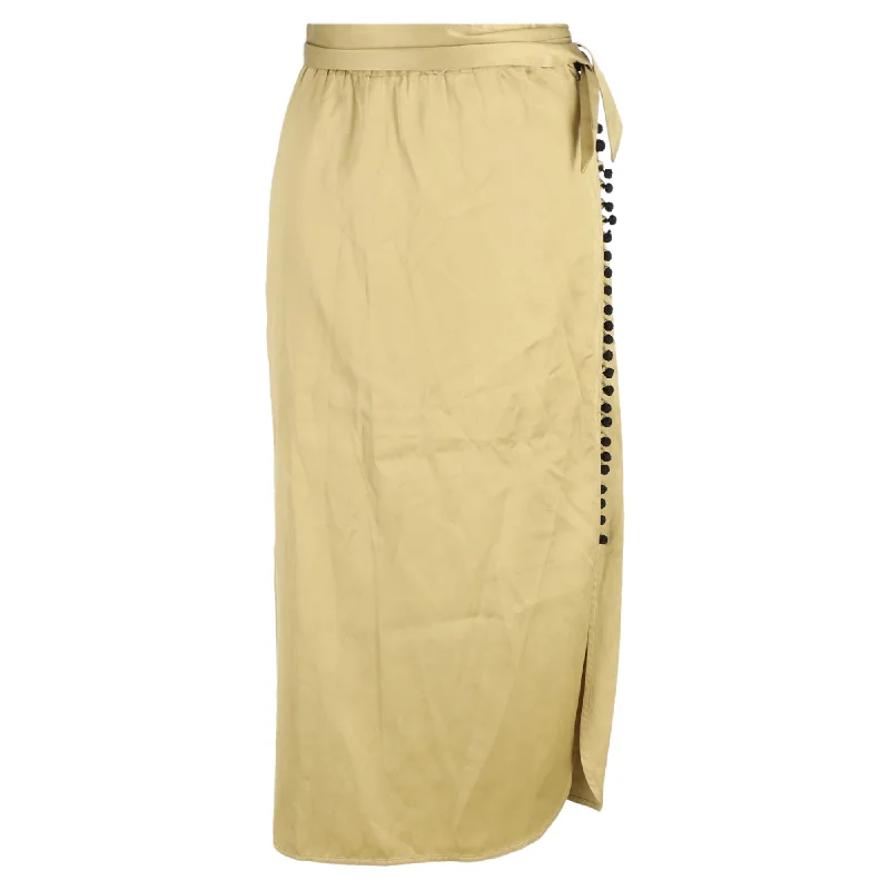 Athleisure Wear Promotion Dries Van Noten Wrap Skirt in Gold Viscose