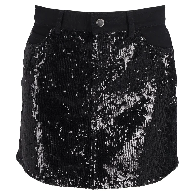 Exclusive Discounts Emporio Armani Denim Skirt In Black Sequins