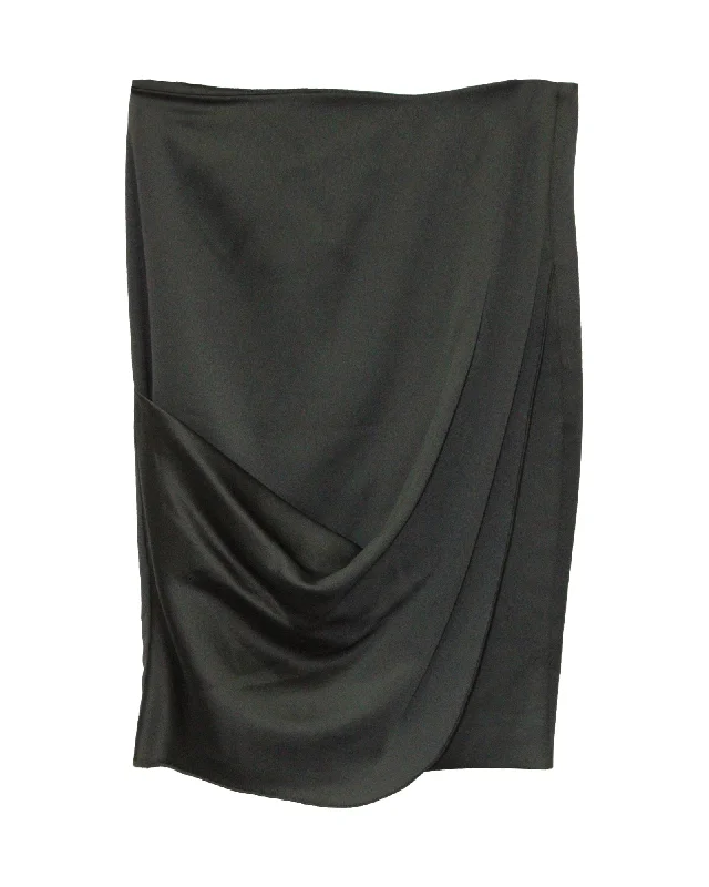 Budget Friendly Emporio Armani Draped Pencil Skirt in Black Polyester