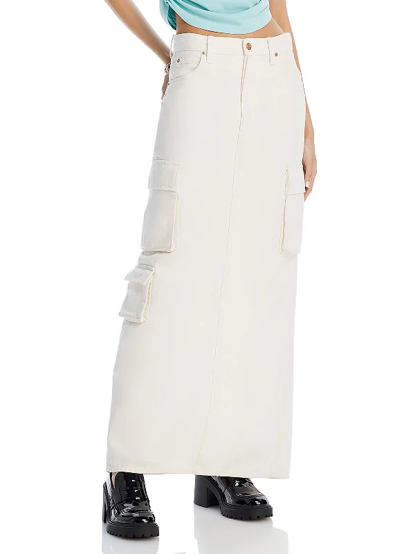 Street Style Fashion Fun Dip Womens Denim Work Cargo Skirt