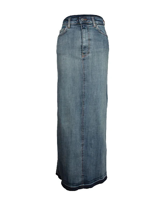 Trend Leading Collection Ganni Denim Maxi Skirt in Light Blue Organic Cotton