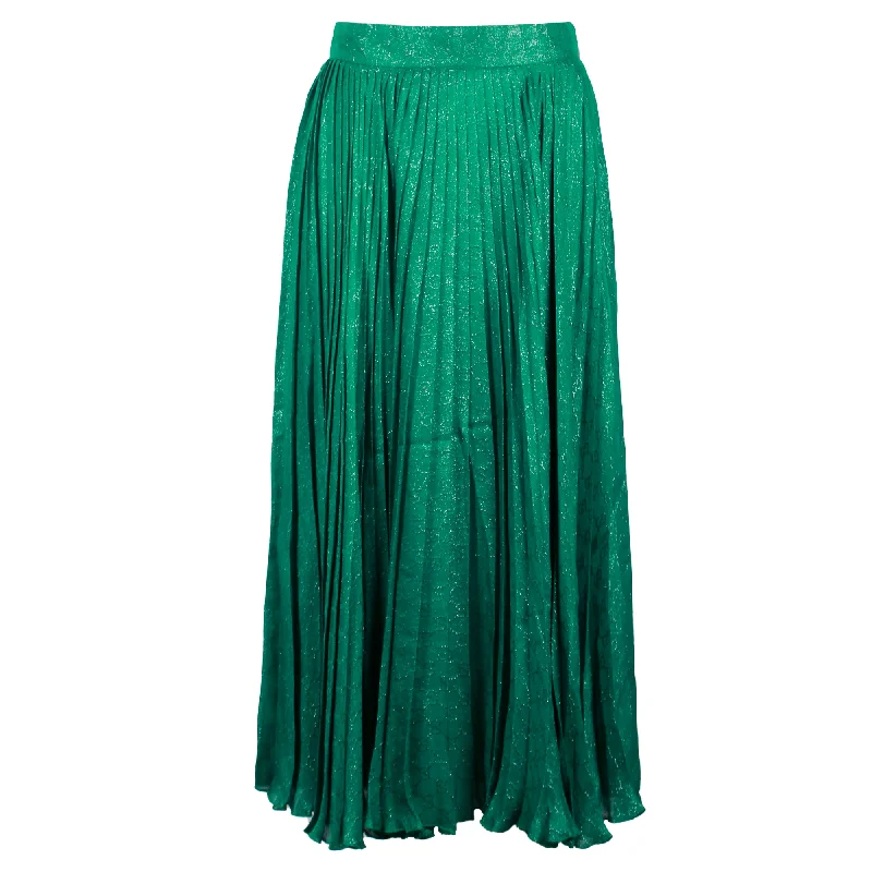 Style Upgrade Gucci Pleated Midi Skirt in Green Polyester