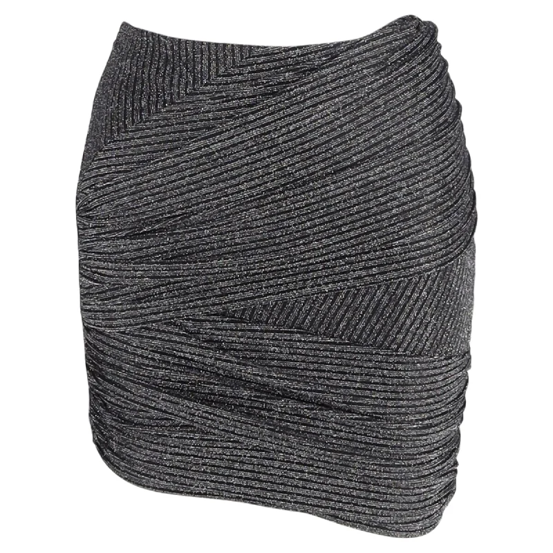 Explore What's New Iro Brendal Wrap-Effect Lamé Mini Skirt In Silver Nylon