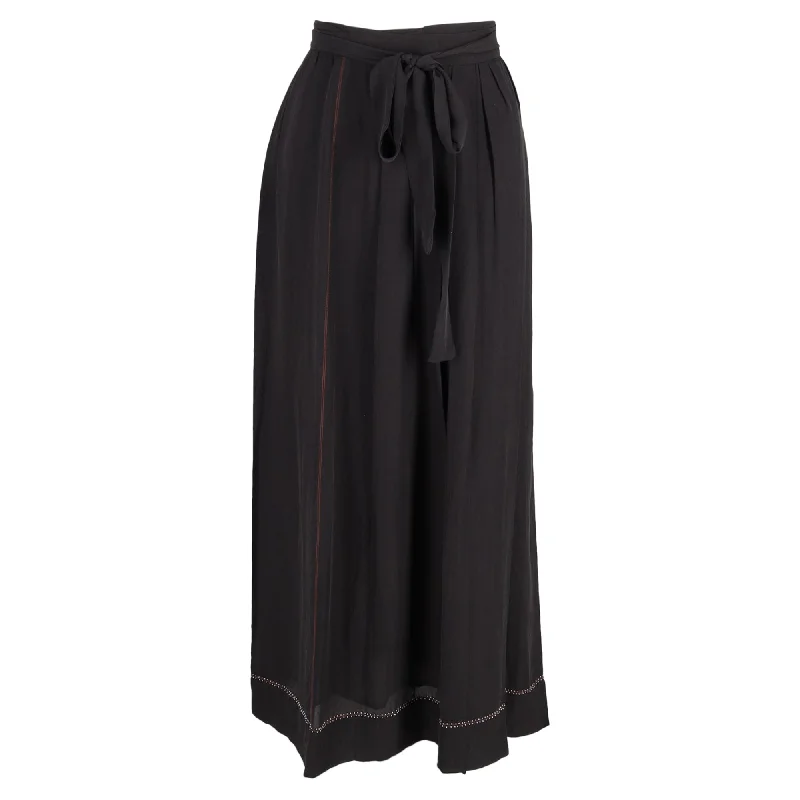 Spring Fashion Isabel Marant Crepe Moody Embellished Wrap Maxi Skirt in Black Silk