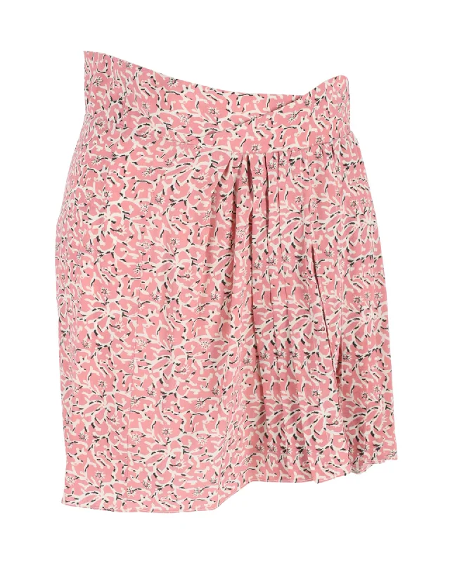 Clearance Sale Isabel Marant Pleated Mini Skirt in Pink Silk