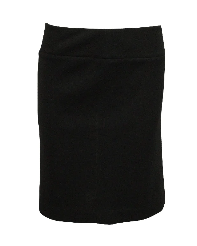 Discover Promotions Joseph Midi Skirt with Gold Trim in Black Wool