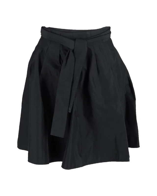 Fashion Essentials Joseph Tie Belt Mini Skirt in Black Polyester