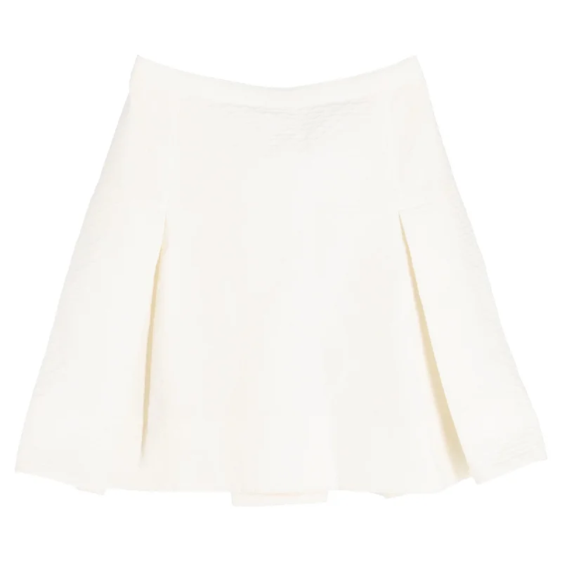 Unleash Your Trend Driven Style Lanvin Textured Pleated Mini Skirt in White Polyester