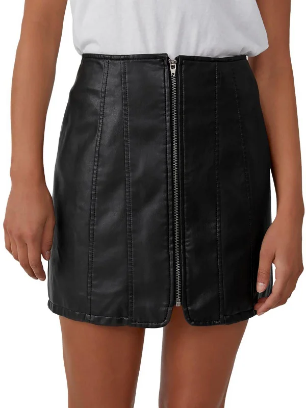 Playful Elegance Layla Womens Vegan Leather Mini Mini Skirt