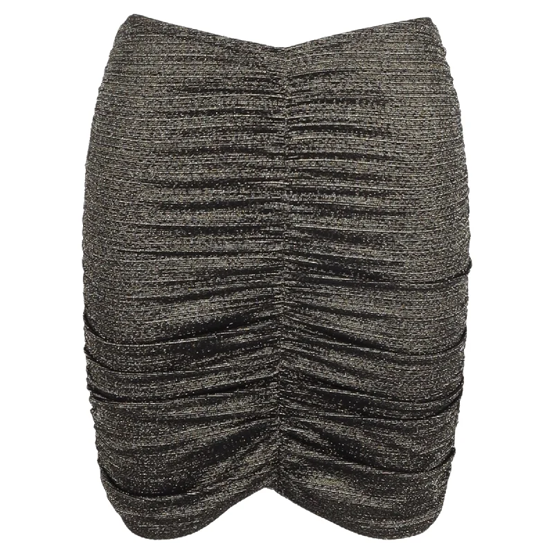 Final Clearance Lisa Marie Fernandez Ruched Mini Skirt in Metallic Black Nylon