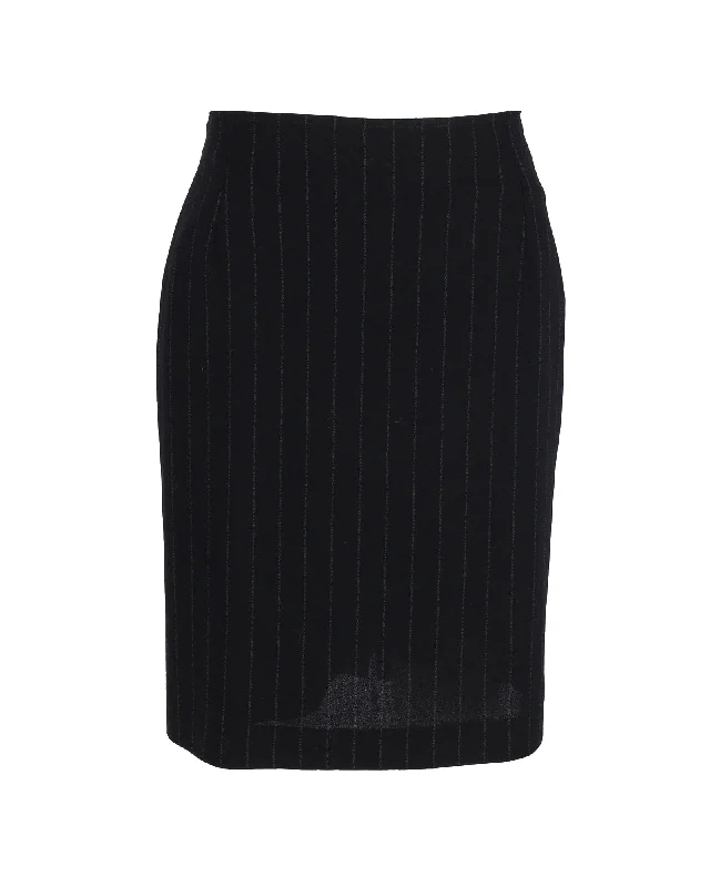 Dive Into Trendy Styles Max Mara Striped Knee-Length Skirt in Black Cotton