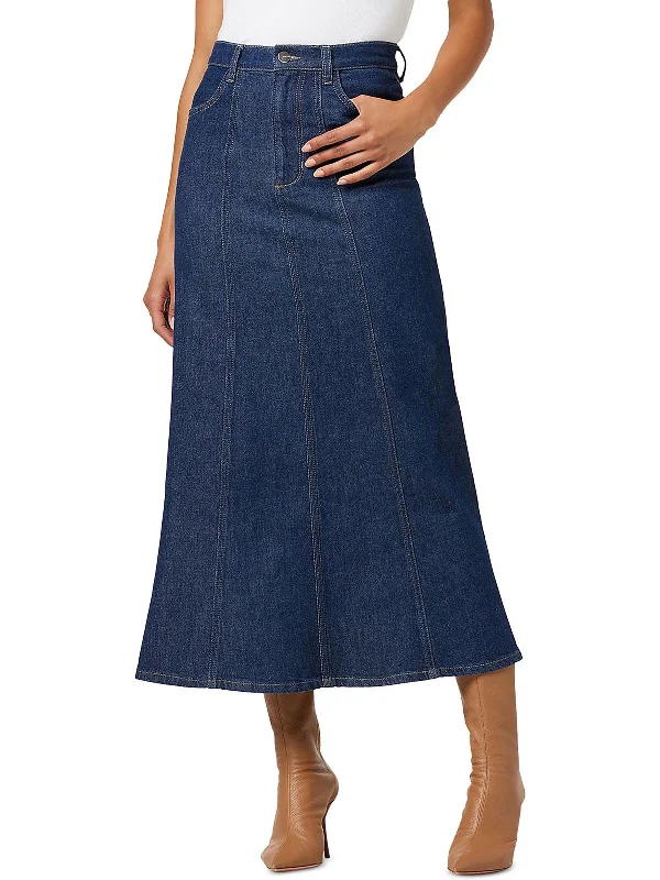 Sophisticated Outfits Melanie Womens Denim A-line Maxi Skirt