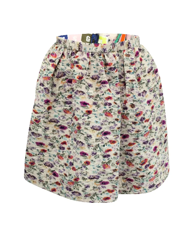 Quick Grab Deals MSGM Floral Pleated Mini Skirt in Pastel Pink Polyester