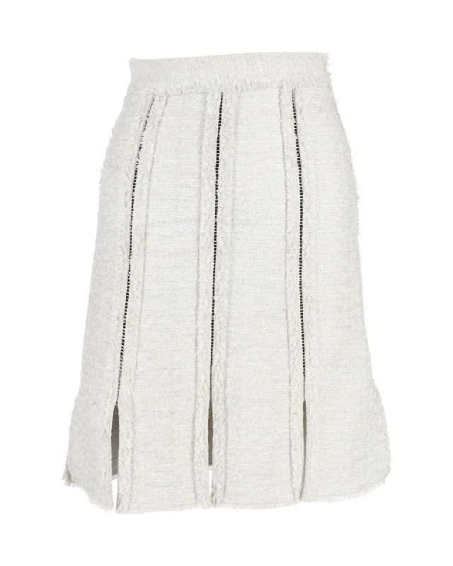 Elegant Styles Proenza Schouler Tweed Knee Length Skirt in Grey Acrylic