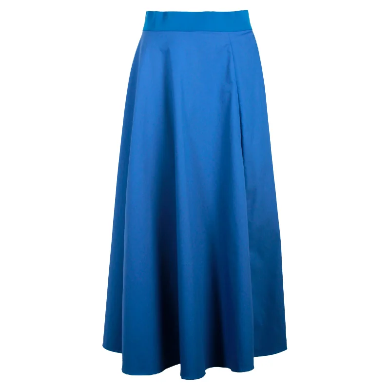 Hot Styles Sportmax Midi Circle Skirt in Blue Cotton