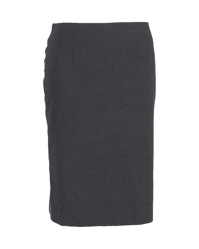 Stylish Basics Theory Pencil Skirt in Grey Cotton