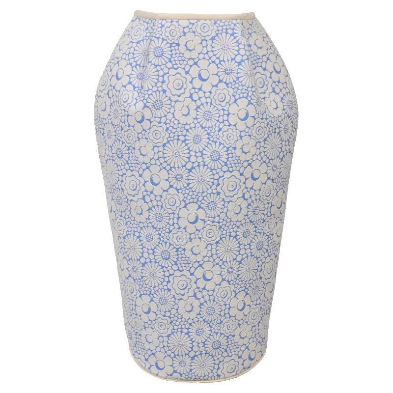 Stay Ahead In Style Thom Browne Floral Print Mini Lantern Skirt in Light Blue Cotton