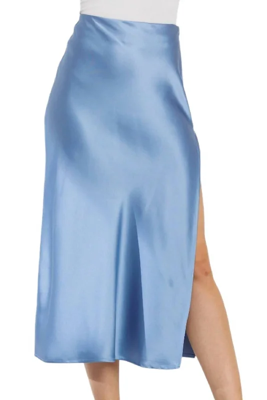 Unbeatable Prices Time Slipped Away Satin Midi Skirt In Blue