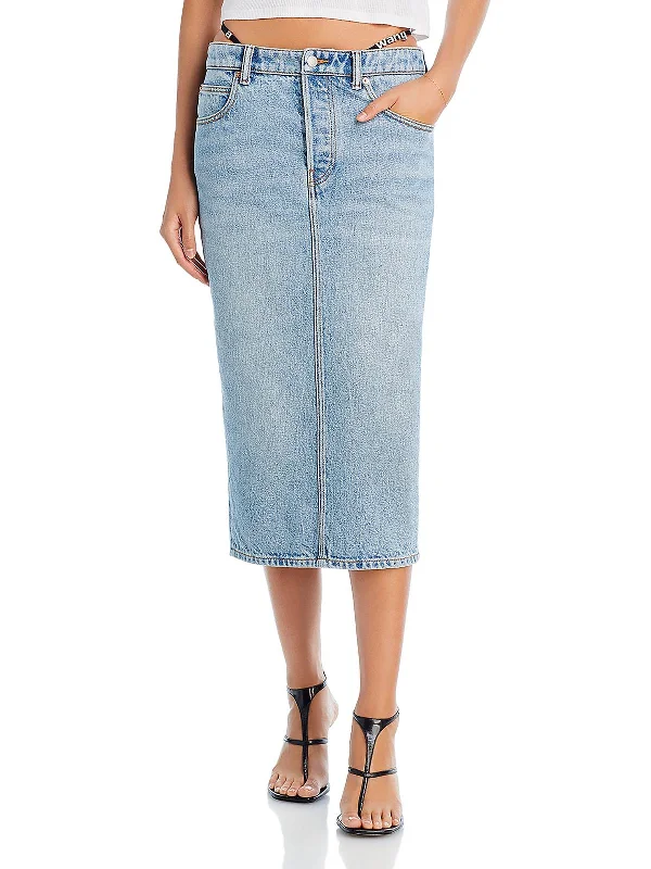 Flash Sale Womens Embellished Thong-Style Straps Denim Skirt