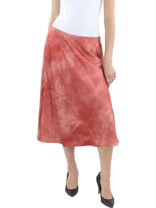 Limited Stock Womens Midi Satin A-Line Skirt