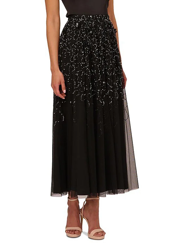 Subtle Sophistication Womens Sequined Party Midi Skirt