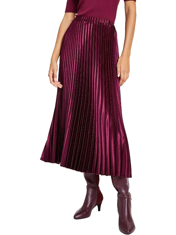 Limited Quantities Womens Shimmer Long Pleated Skirt