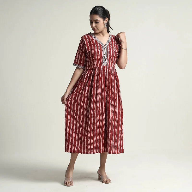 Special Offers Red - Bagh Block Printed Cotton Dress