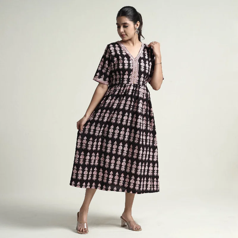 Trend Setting Wardrobe Black - Bagh Block Printed Cotton Dress