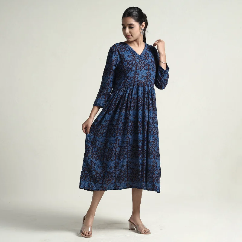 Flash Sales Blue - Bagh Block Printed Cotton Dress