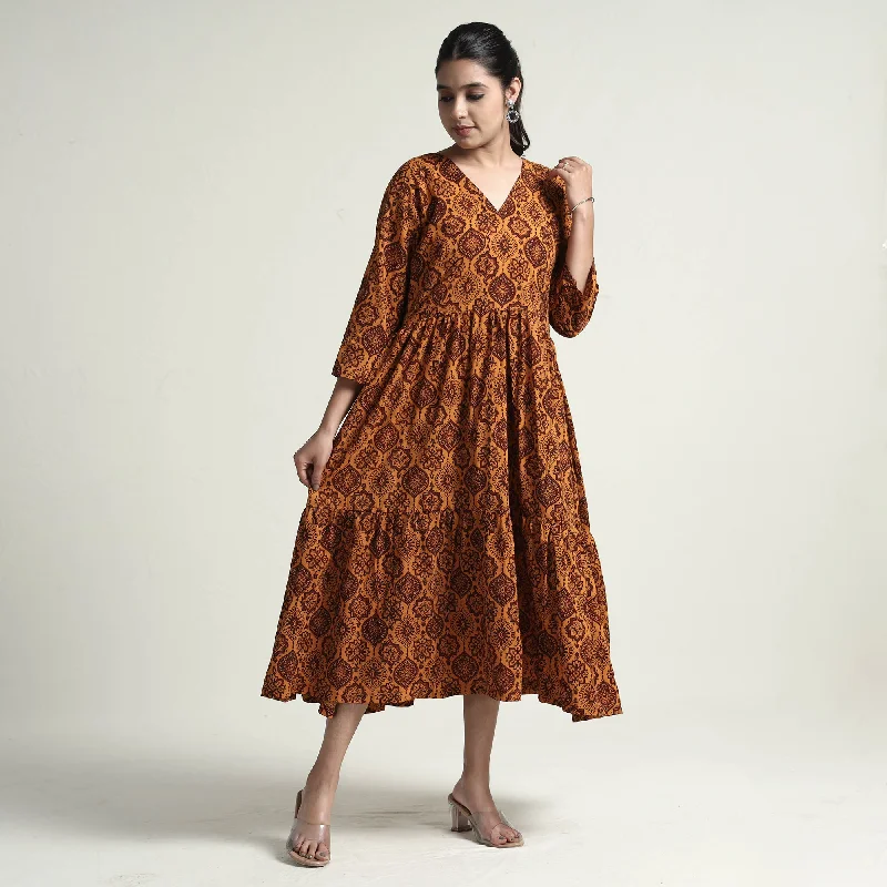 Limited Time Offer Brown - Bagh Block Printed Cotton Dress