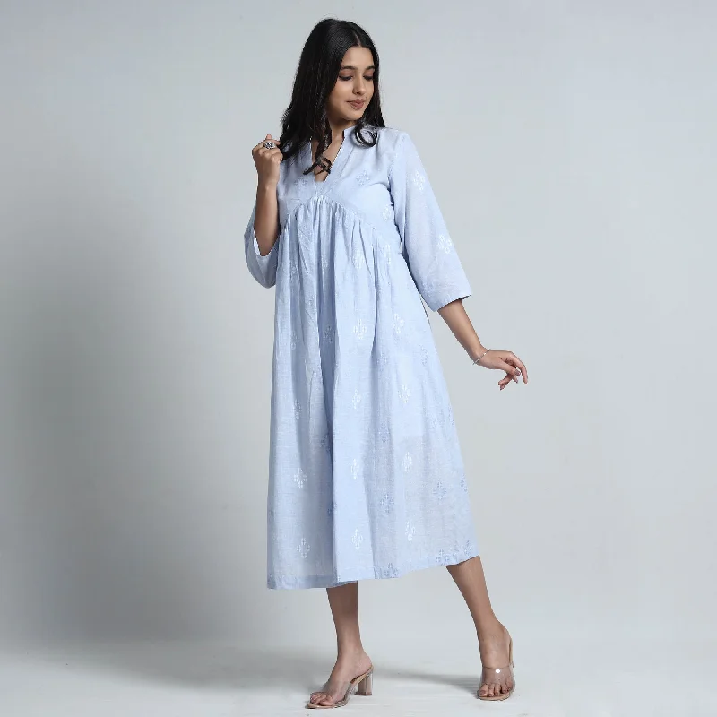 Chic Outfits Sky Blue - Exquisite Jacquard Cotton Dress