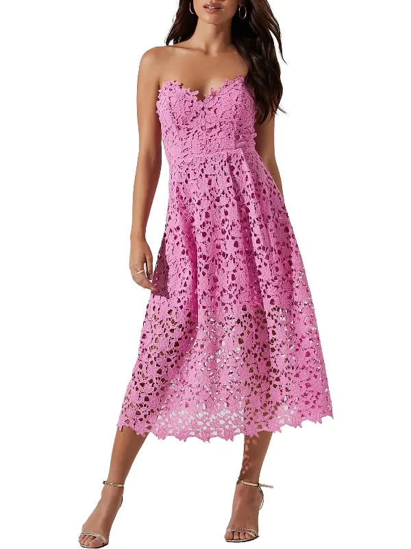 Season Sale Anaya Womens Crochet Midi Cocktail and Party Dress