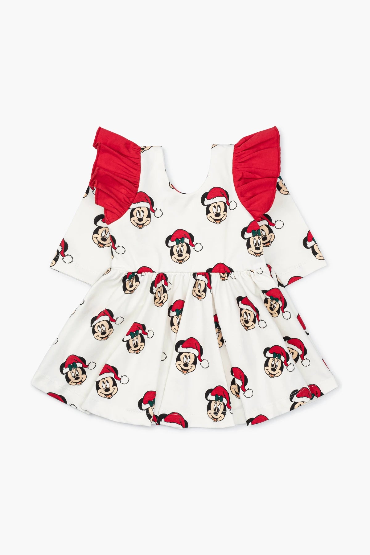 Comfort Meets Fashion Double Ruffle Let's Dance Dress_Christmas Mickey + Minnie Mouse