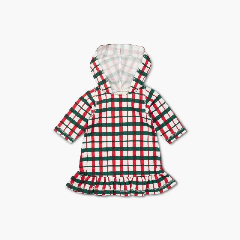 Enjoy Discount Hooded Ruffle Sweatshirt Dress_Festive Plaid