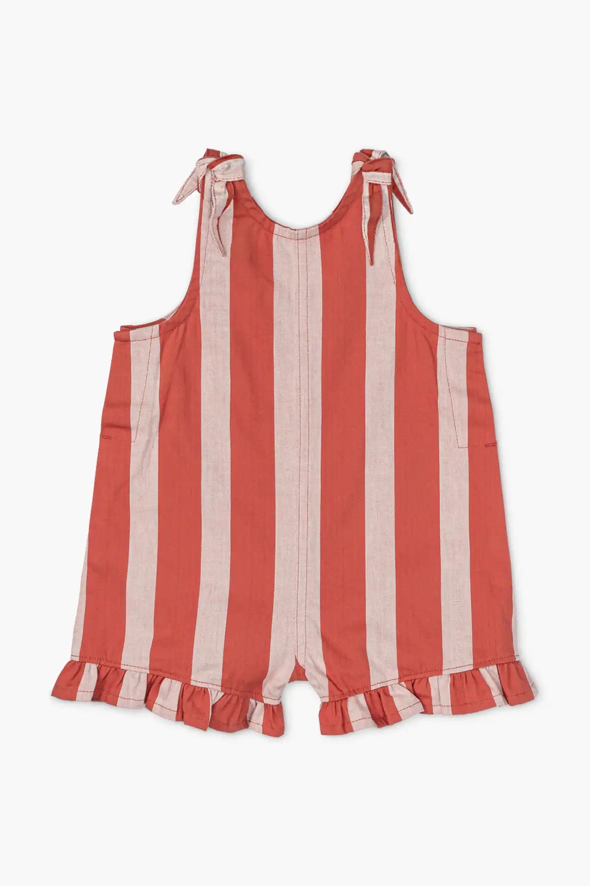 Best Deals Of The Season SALE - Ruffle Tie Romper_Red + White Stripe