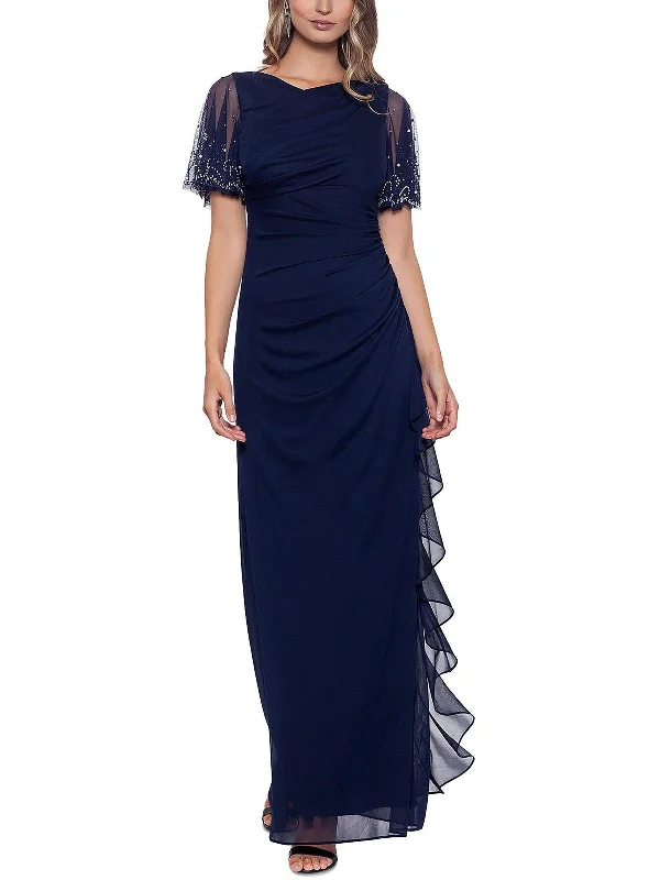 Limited Styles Womens Embellished Cascade Evening Dress