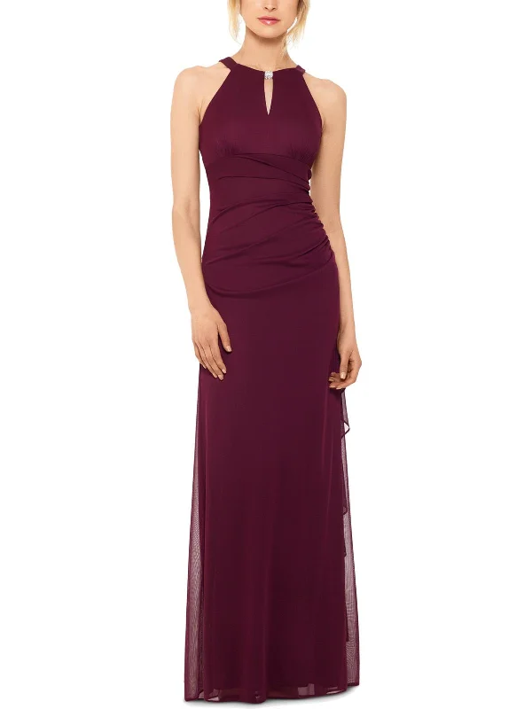 Evening Elegance Womens Embellished Keyhole Evening Dress