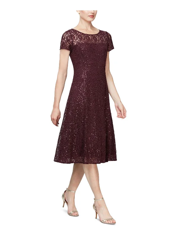 Gift Ideas Womens Lace Sequined Midi Dress